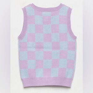 RSQ Girls Sleeveless Checkerboard Blue Sweater Size Girls Medium